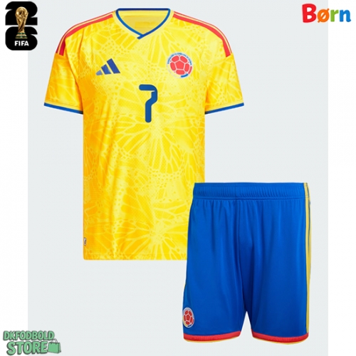 Colombia Luis Diaz #7 Replika Babytøj Hjemmebanesæt Børn VM 2026 Kortærmet (+ Korte bukser)